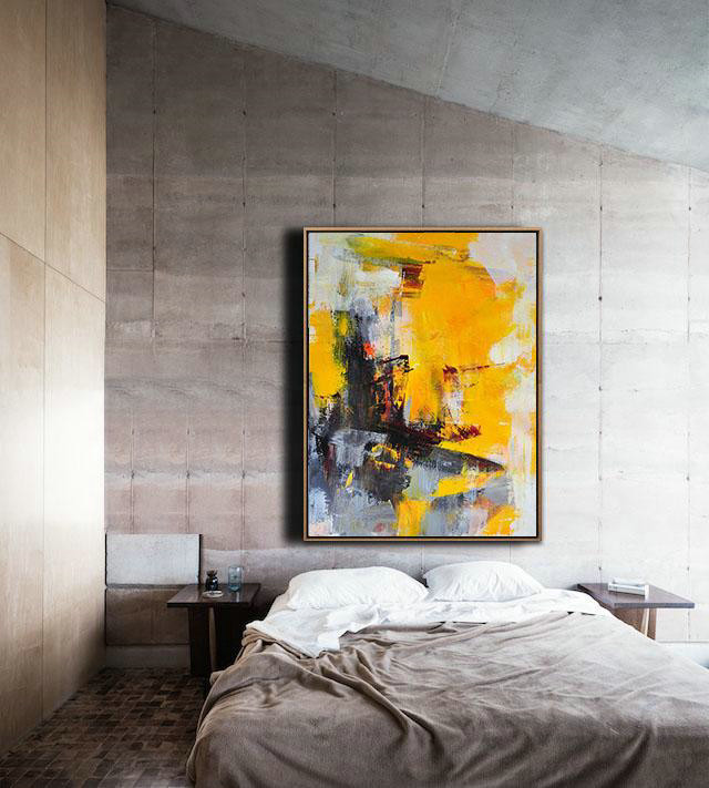 Hand Made Abstract Art,Vertical Palette Knife Contemporary Art,Large Oil Canvas Art,Red,Brown,Grey,White.etc